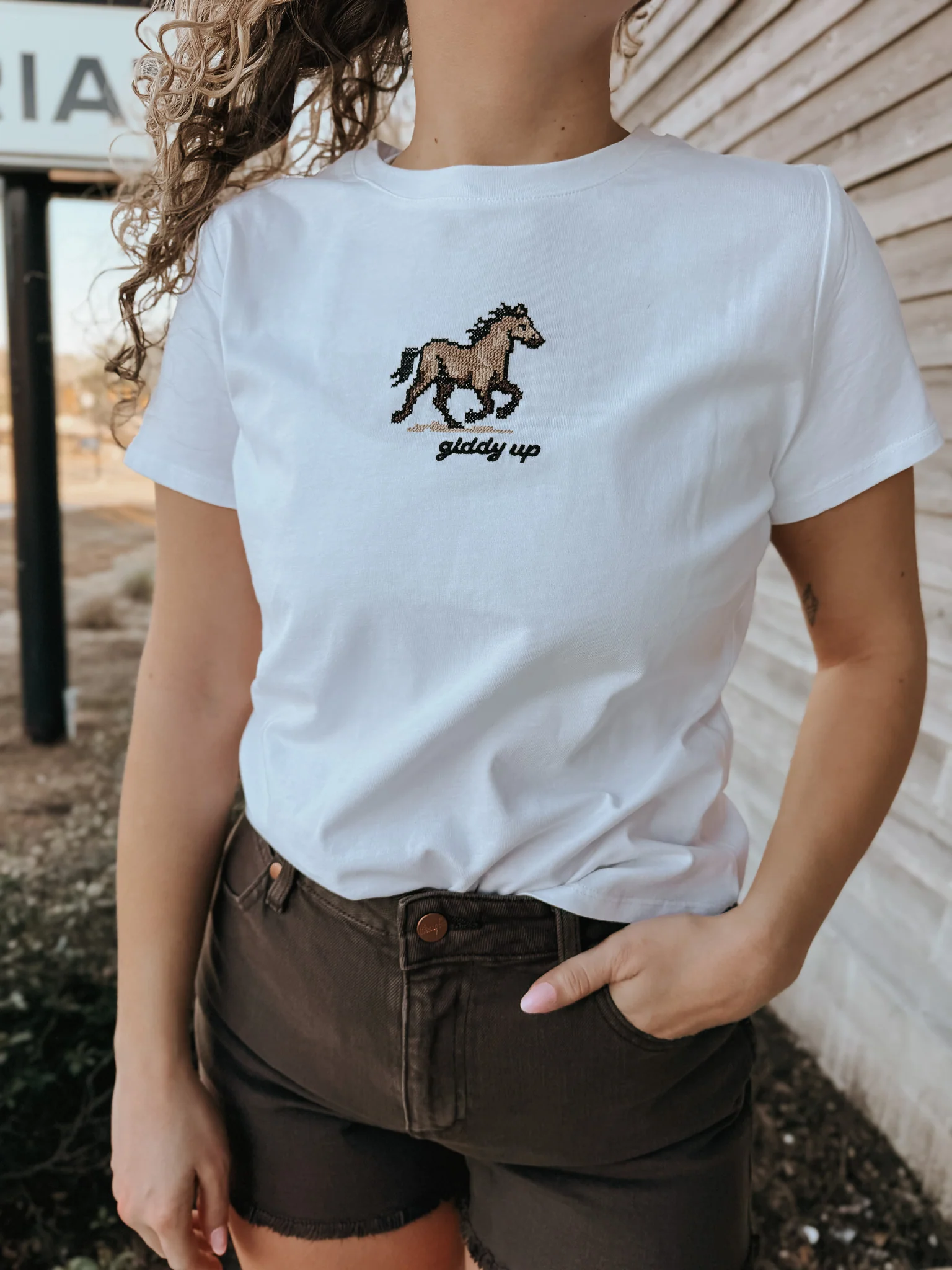Giddy Up Babydoll Tee in White - Image 9