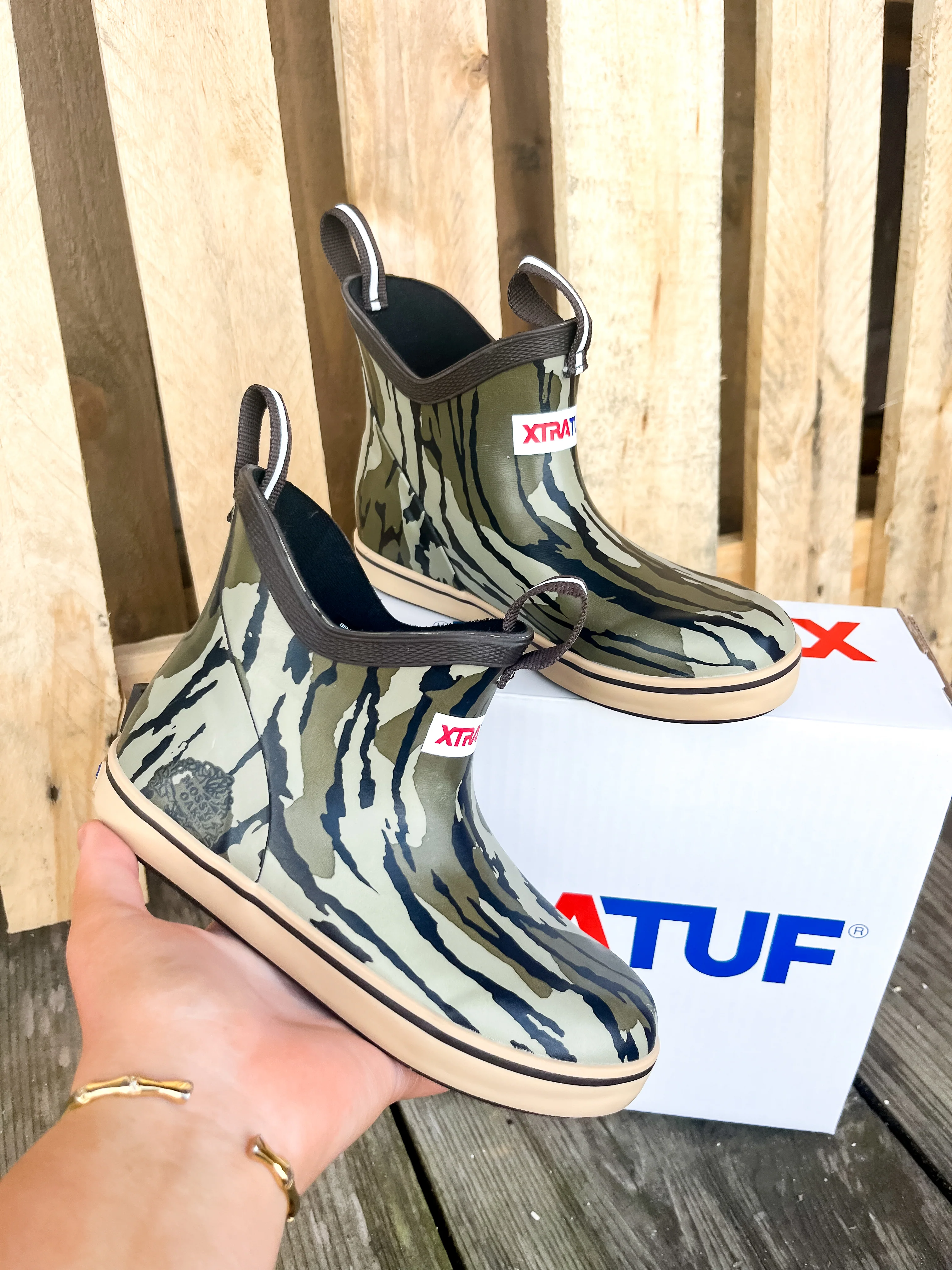 Kid's XTRATUF Ankle Deck Boots in Mossy Oak Camo
