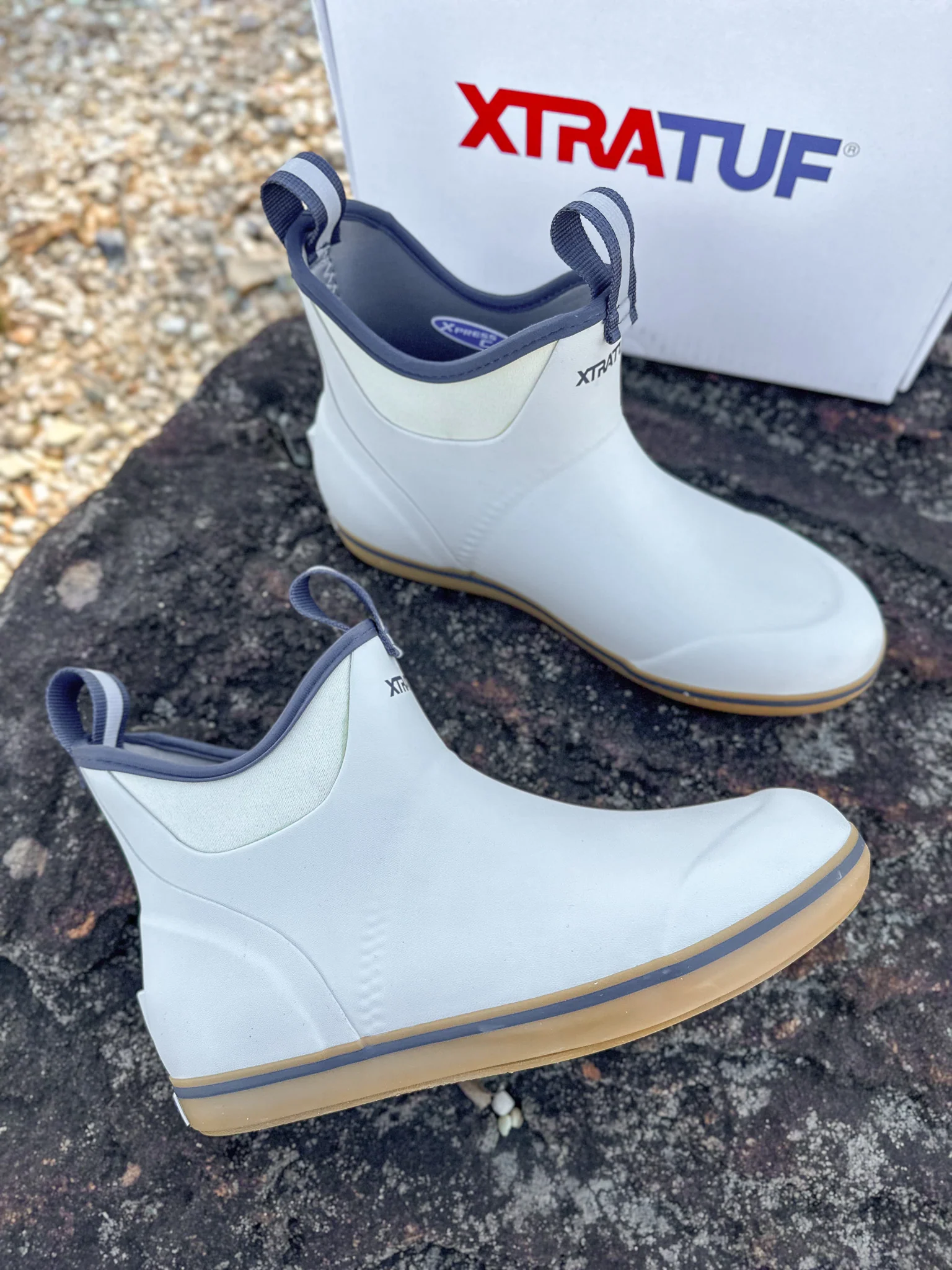 Men's XTRATUF Ankle Deck Boot in White/Navy - Image 9