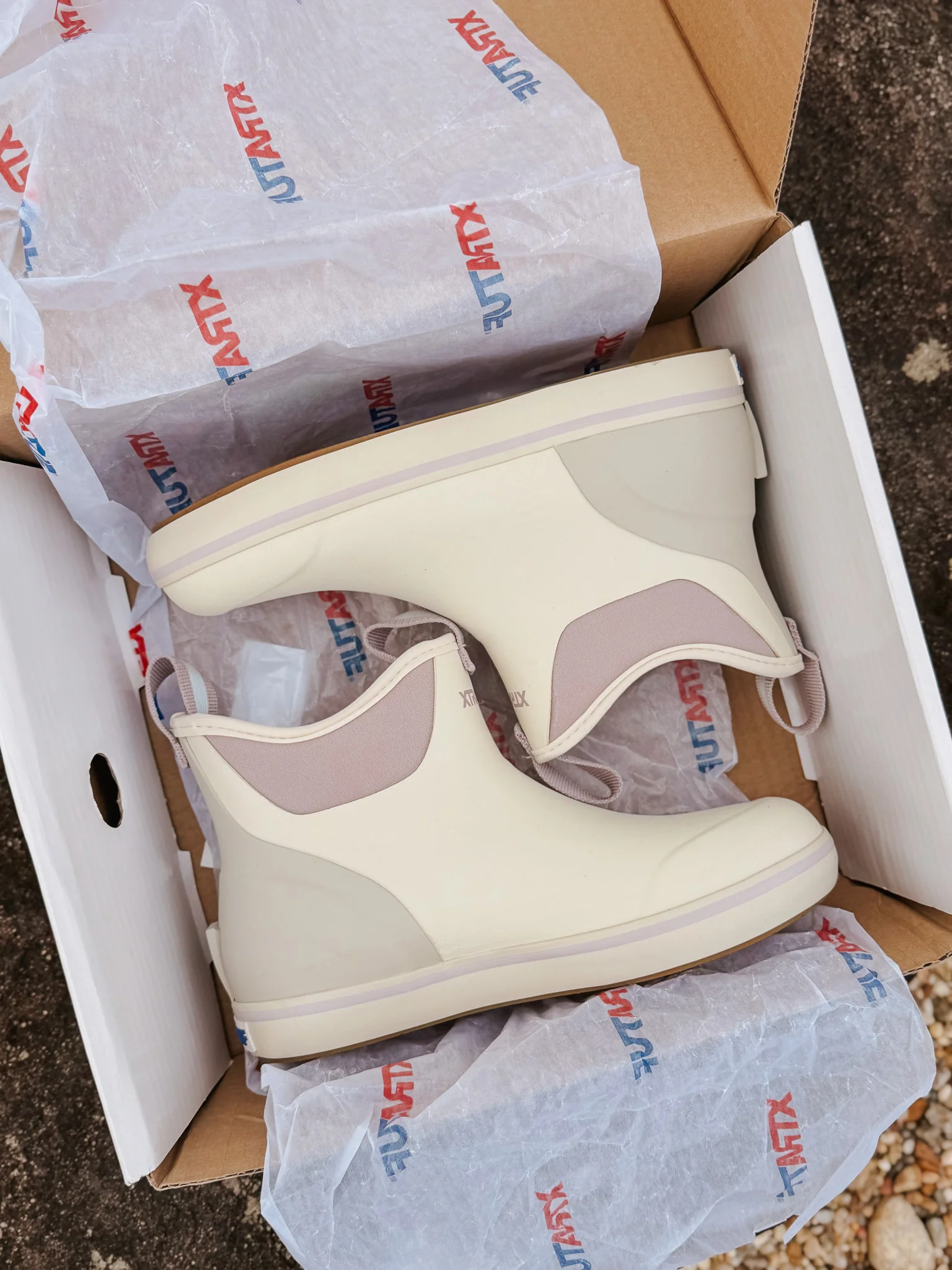 Women's Xtratuf 6in Ankle Deck Boot in Cream Pink - Image 2