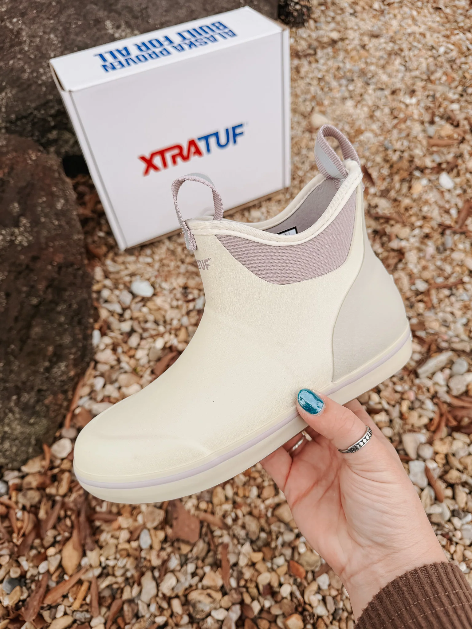 Women's Xtratuf 6in Ankle Deck Boot in Cream Pink - Image 9