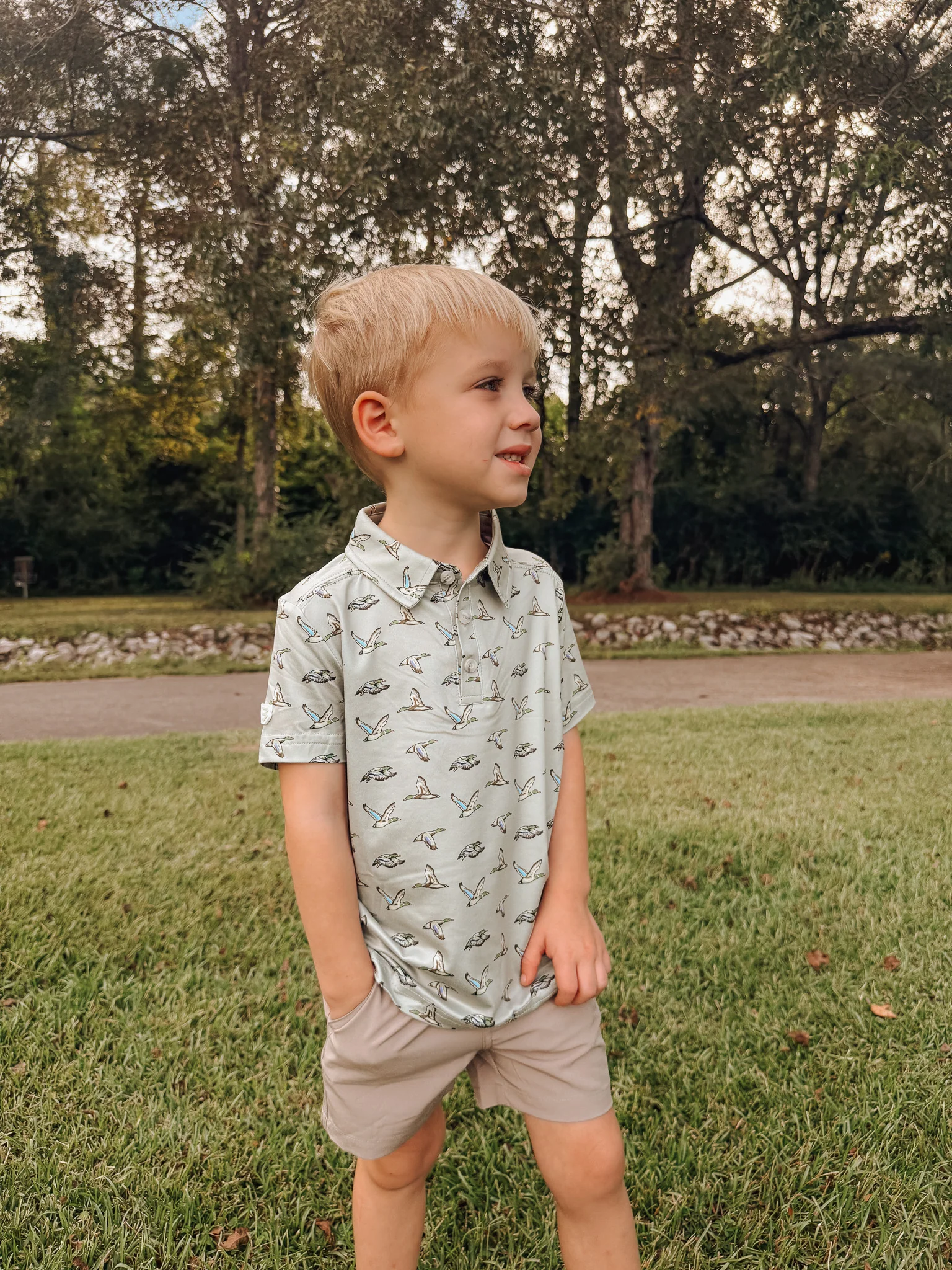 Burlebo Youth & Toddler Flying Ducks Polo in Green - Image 6
