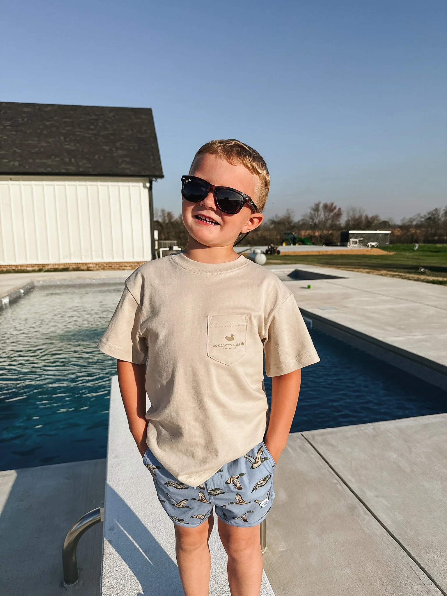 Youth Southern Marsh Camo Bass T-Shirt in Ash Grey - Image 3