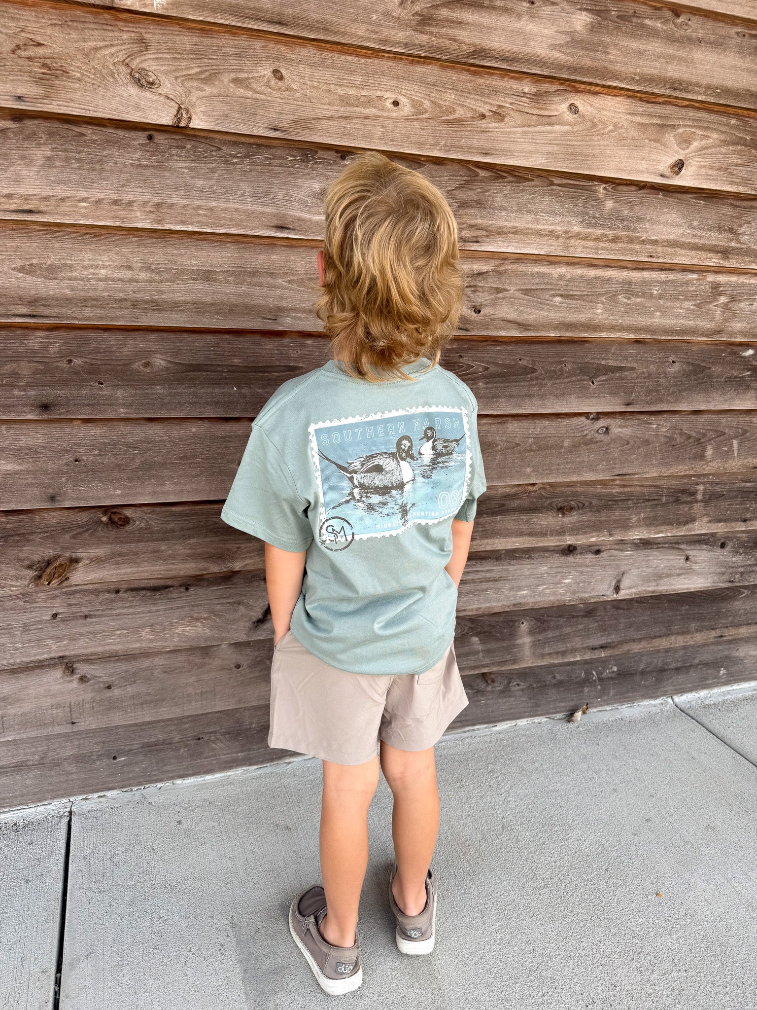 Youth Southern Marsh Duckstamp Pintail Tee in Burnt Sage - Image 5